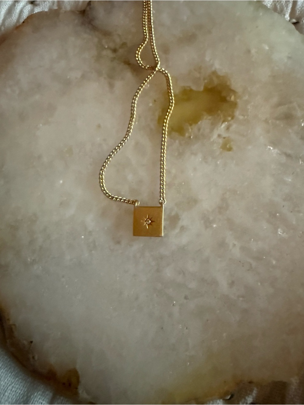 Madewell Minimalist Gold Square Starburst Pendant Necklace - Women Jewelry